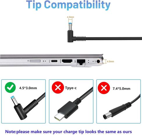 45W 19.5V 2.31A Laptop Charger Fit for HP Envy X360, Pavilion TouchSmart 11 13 15 Series Notebook Stream 14 13 11 HP 741727-001 721092-001 Blue Tip Adapter Power Cord in Kuwait
