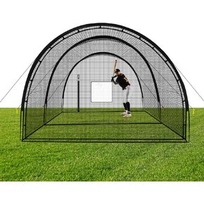 Baseball Batting Cage Net - Batting Cages for Backyard 22x12x8ft Portable Baseball and Softball Batting Cages, Zipper Door with Pitching Machine Hole for Backyard Batting Training