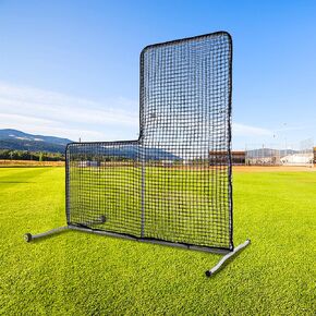 Baseball L Screen,Pitching Screen Softball, L Screen?Baseball Screen, 7x7ft Baseball Pitching Screen, Portable Baseball Safety Screen With Wheels, Heavy Duty Steel Frame Baseball Training Equipment