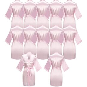 12 قطعة رداء العروس وصيفات الشرف مجموعة كيمونو الجلباب للنساء خفيفة الوزن الزفاف الساتان رداء لحفل زفاف عيد ميلاد in Kuwait