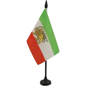 AZ FLAG Iran Old Table Flag 4'' x 6'' - Former Iranian Desk Flag 15 x 10 cm - Black Plastic Stick and Base