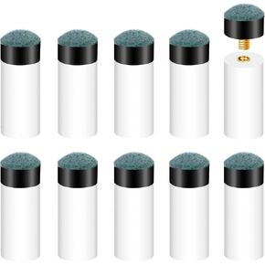 Pool Cue Tips,10 PCS Billiard Cues Tips Replacement,Screw-on Pool Cue Tips with 12 mm White Pool Cue Stick Ferrules,Pool Cue Tips Replacement Kit for Snooker and Pool Cues