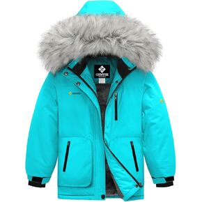 GEMYSE Girl's Winter Waterproof Ski Snow Jacket Hooded Fleece Lined Windproof Coat