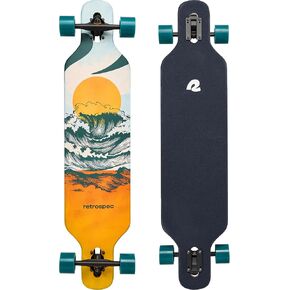 Retrospec Rift Drop-Through Longboard Skateboard Complete Canadian Maple Wood Cruiser w/Drop-Through Trucks for Commuting, Cruising, Carving & Downhill Riding
