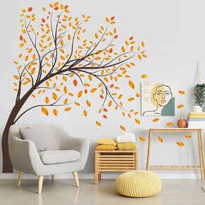 4 Sheets Green Tree Wall Decals Big Tree Wall Stickers Large DIY Peel and Stick Flying Leaves Wall Decor for Kids Bedroom Living Room Nursery Rooms TV Sofa Background Decoration in Kuwait