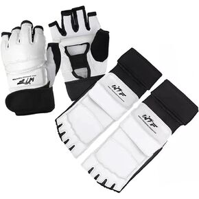 Taekwondo Karate Gloves & Sparring Gear Foot Protector Set, Karate Boxing Sparring Foot Guard ，Half-Finger Gloves， Kit for Martial,Punch Bag Kickboxing