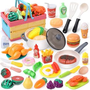 HOLYFUN Kids Kitchen Playset, Kitchen Set for Toddler with Sound & Light, Cooking Stove with Steam, Play Sink and Toy Kitchen Accessories, Pretend Kitchen Toys for Kids Girls Boys(Pink)