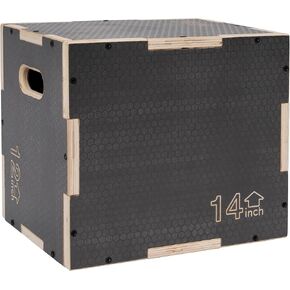 Signature Fitness 3 in 1 Non-Slip Wooden Plyo Box Plyometric Box Jumping Exercise, Multiple Sizes