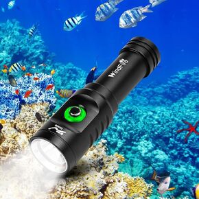 WINDFIRE Dive Lights Scuba Diving Flashlight, 5000LM Scuba Dive Light Rechargeable, IPX8 Waterproof Flashlight Underwater Lights, 3 Modes Diving Torch with Power Indicator for Night Diving