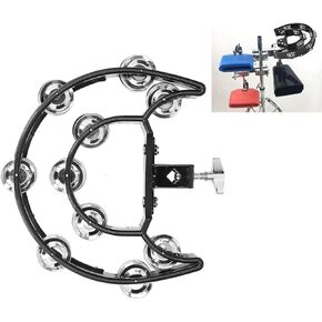 Hi Hat Tambourine Half Moon Drum Set Tambourine Mount Double Row Hi Hat Bells with Mounting Eye Bolt Tambourine for Drum Kit Percussion Accessories Red