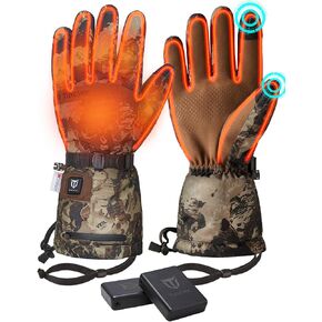 TIDEWE Heated Gloves for Men & Women, Hunting Waterproof Rechargeable Gloves with 2 Battery Packs, 3 Heat Settings, 3M Cotton Insulated for Skiing & Fishing