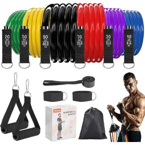 6Pcs Resistance Bands, Workout Bands 270lbs, Exercise Bands with Handles/Door Anchor/Ankle Straps/Bag/Poster for Men, Heavy Resistance Bands for Working Out at Home