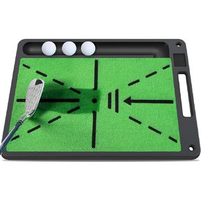 Golf Swing Training Mat, 13"x17" Premium Golf Practice Mat for Swing Detection, Professional Golf Impact Mat with Integrated Ball-Tray, Heavy Duty Non-Slip Rubber Bottom, for Indoor Practice