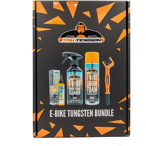 Tru-Tension E-Bike Tungsten Bundle | Complete E-Bike Cleaning Kit with Drivetrain Cleaner, Waterless Snow Foam, Tungsten All-Weather Lube, and Gear Brush | Perfect for Maintaining E-Bike Performance