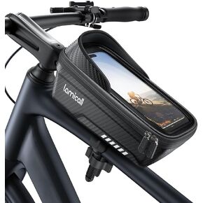 Lamicall Bike Frame Bag Waterproof - [1S Release] [2 in 1] 1.3L Bike Phone Bag, Bike Phone Holder Mount, Bicycle Top Tube Bag, Cycling Pouch with Rain Cover, Bike Accessories for Phones Under 7"