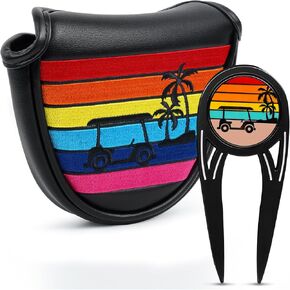 mytag Putter Covers Mallet, Golf Putter Headcovers Magnetic Closure for Most Brand Golf Putters (Coconut Tree | Golf Cart)