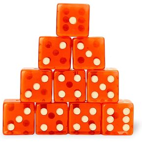 Luck Lab 10 Piece 19 mm Dice Pack - Acrylic and Translucent D6 Dice, Square w/Rounded Edge for Casino, Craps, RPG MTG DND Dice Table Games and Board Games (Red)