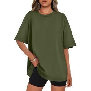 Womens Oversized T Shirts Loose Fit Crewneck Short Sleeve Tee Roll Hem Summer Tops for Women 2024
