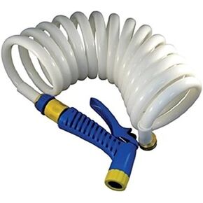 Marpac New Marine Boat Coiled Washdown Hose with Nozzle 1/2 x 25