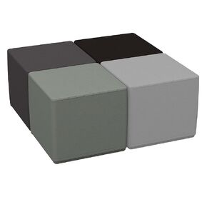Factory Direct Partners 10455-NVPB SoftScape 18" Square Ottoman, Collaborative Flexible Seating for Kids, Standard 16" H, (4-Piece Set) - Navy/Powder Blue