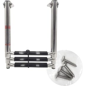Huang-Made Stainless Steel Boat Ladder 3 Step, Marine Boat Telescoping Boarding Ladder Swim Step Ladder