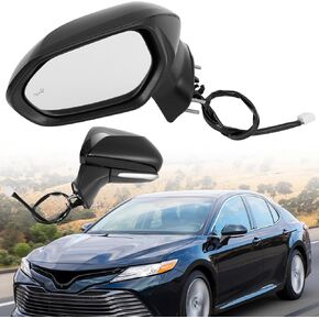 WonVon Left Driver Side Mirror Compatible for Toyota Camry 2018 2019 2020 2021 2022 2023, Mirrors with Power | Heated | Turn Signal Light | Blind Spot Detection(7 Pin)