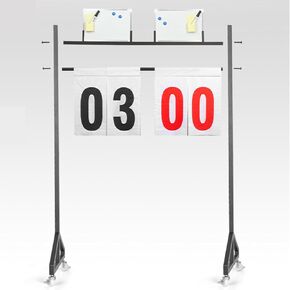 Scoreboard Flipper on Stand, Movable Scorekeeper Equipped with Universal Wheels, White Board and Large Head Pens, Manual Score Timer for Basketball Soccer Sports Games, Black