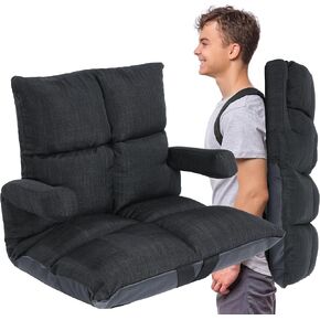 HOMBYS Extra Wide Stadium Seat with Back Support for Bleachers,Flodable Memory Foam Padded Stadium Chair,Portable Bleacher Chair with Shoulder Strap,Adjustable Floor Gaming Chair