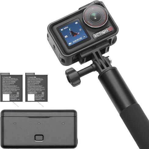 مجموعة DJI Osmo Action 5 Pro Adventure Combo، كاميرا الحركة 4K مع مستشعر 1/1.3 بوصة، عمر بطارية ممتد 12 ساعة مع 3 بطاريات، التثبيت، شاشات لمس OLED مزدوجة، كاميرا حركة صغيرة للسفر، مدونة فيديو in Kuwait