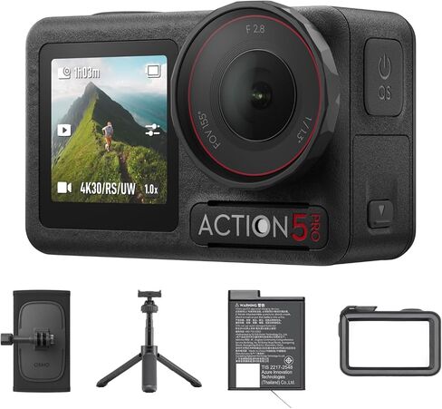 مجموعة DJI Osmo Action 5 Pro Adventure Combo، كاميرا الحركة 4K مع مستشعر 1/1.3 بوصة، عمر بطارية ممتد 12 ساعة مع 3 بطاريات، التثبيت، شاشات لمس OLED مزدوجة، كاميرا حركة صغيرة للسفر، مدونة فيديو in Kuwait
