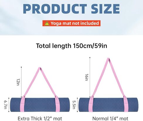 Yoga Mat Strap, 1Pcs Adjustable Yoga Mat Holder Carrier Strap with Hook and Loop Closure Pink Yoga Mat Sling for Carrying Storing and Organizing Yoga Mat of Various Sizes All Mats in Saudi Arabia