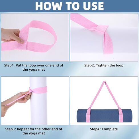 Yoga Mat Strap, 1Pcs Adjustable Yoga Mat Holder Carrier Strap with Hook and Loop Closure Pink Yoga Mat Sling for Carrying Storing and Organizing Yoga Mat of Various Sizes All Mats in Saudi Arabia
