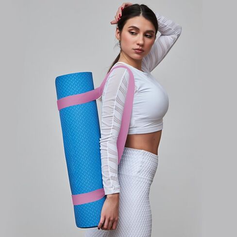 Yoga Mat Strap, 1Pcs Adjustable Yoga Mat Holder Carrier Strap with Hook and Loop Closure Pink Yoga Mat Sling for Carrying Storing and Organizing Yoga Mat of Various Sizes All Mats in Saudi Arabia