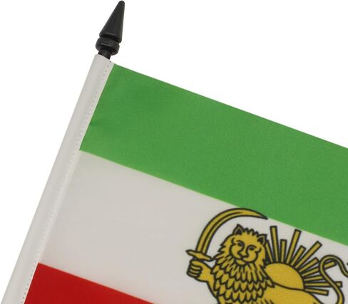 AZ FLAG Iran Old Table Flag 4'' x 6'' - Former Iranian Desk Flag 15 x 10 cm - Black Plastic Stick and Base in Saudi Arabia