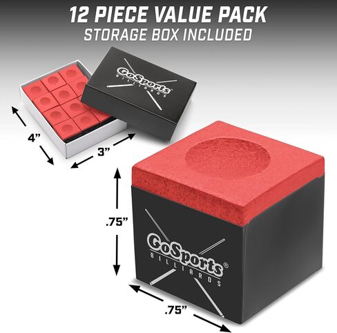 GoSports Premium Pool Cue Chalk Cube 12 Pack - Billiards Pool Stick Chalk - Black, Blue, Red, or Green in Saudi Arabia