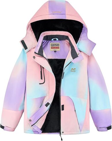 WULFUL Girl's Waterproof Ski Jacket Warm Fleece Hooded Winter Snow Coat in Saudi Arabia