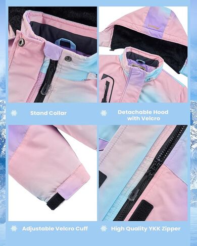 WULFUL Girl's Waterproof Ski Jacket Warm Fleece Hooded Winter Snow Coat in Saudi Arabia