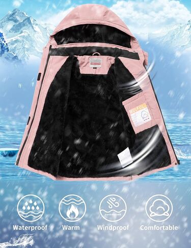 WULFUL Girl's Waterproof Ski Jacket Warm Fleece Hooded Winter Snow Coat in Saudi Arabia