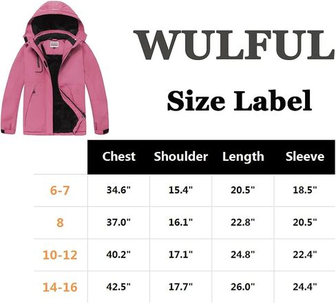 WULFUL Girl's Waterproof Ski Jacket Warm Fleece Hooded Winter Snow Coat in Saudi Arabia