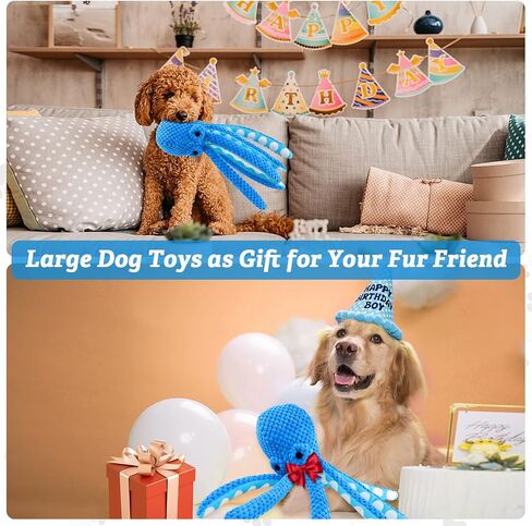 Large Squeaky Dog Toys :Cute Stretching Rhinoceros Stuffed Dog Toys- Tug of War Plush Dog Chew Toys for Small,Medium and Large Dogs in Saudi Arabia