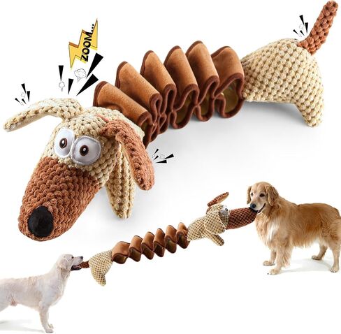 Large Squeaky Dog Toys :Cute Stretching Rhinoceros Stuffed Dog Toys- Tug of War Plush Dog Chew Toys for Small,Medium and Large Dogs in Saudi Arabia