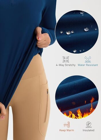 Women's Fleece Winter Jacket Water Resistant Quarter Zip Pullover Thermal Running Hiking Golf Gear with Pockets in Saudi Arabia