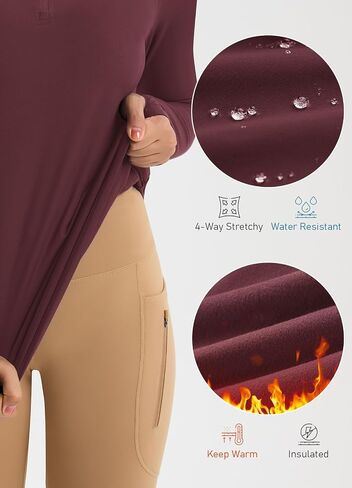 Women's Fleece Winter Jacket Water Resistant Quarter Zip Pullover Thermal Running Hiking Golf Gear with Pockets in Saudi Arabia