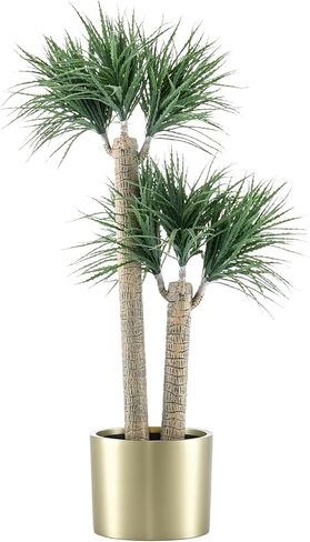 نباتات هوبوود الاصطناعية، صبار صناعي بطول 4 أقدام في وعاء، نباتات صحراوية وهمية مع وعاء من الفولاذ المقاوم للصدأ ذهبي بلوري، نبات وهمي 47 بوصة للمنزل والمكتب وغرفة المعيشة وديكور داخلي in Kuwait