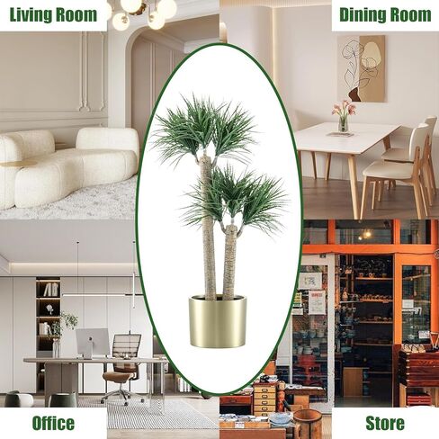 نباتات هوبوود الاصطناعية، صبار صناعي بطول 4 أقدام في وعاء، نباتات صحراوية وهمية مع وعاء من الفولاذ المقاوم للصدأ ذهبي بلوري، نبات وهمي 47 بوصة للمنزل والمكتب وغرفة المعيشة وديكور داخلي in Kuwait