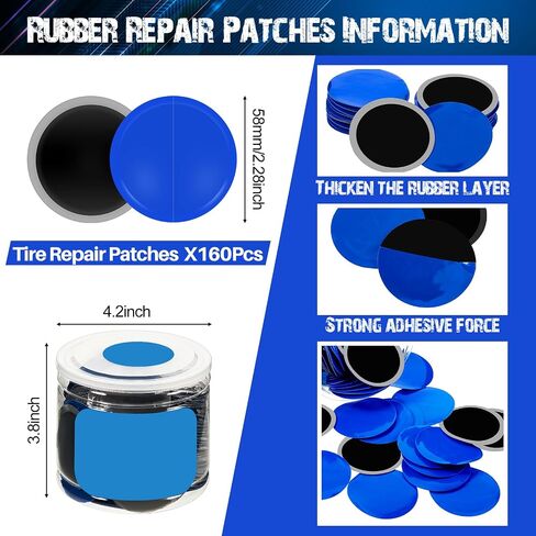 300 Pcs Tire Repair Patch, 42 mm Round Tyre Puncture Repair Patch Natural Rubber Tube and Tire Patch Cold Patch for Car Truck Motorcycle Automobile Bike Inner Tire in Saudi Arabia