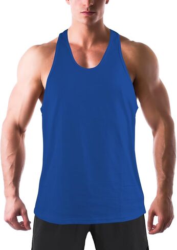 Men's Workout Tank Tops, Bodybuilding Muscle Sleeveless T Shirts for Men, Mens Y-Back Undershirts Cotton Gym Tank Top in Saudi Arabia