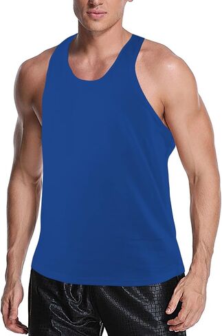 Men's Workout Tank Tops, Bodybuilding Muscle Sleeveless T Shirts for Men, Mens Y-Back Undershirts Cotton Gym Tank Top in Saudi Arabia