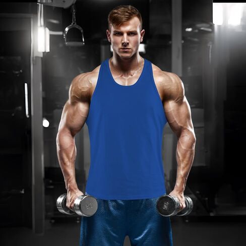 Men's Workout Tank Tops, Bodybuilding Muscle Sleeveless T Shirts for Men, Mens Y-Back Undershirts Cotton Gym Tank Top in Saudi Arabia