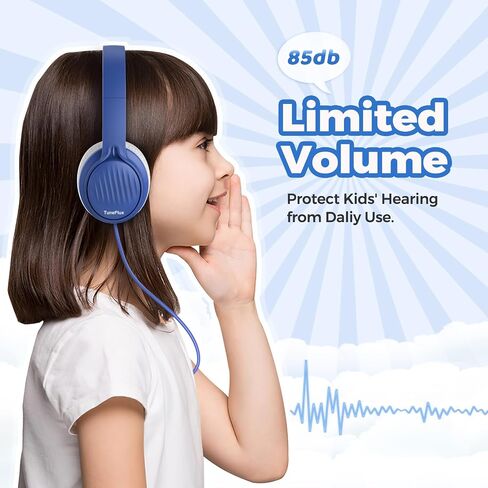 TuneFlux Kids Headphones with Cord for School, 85dB, 3.5mm Jack, Pink | Upgraded Stereo Sound, Foldable Design, Adjustable On-Ear Kids Headphones for Toddler/Boys/Girls/Tablet/Classroom/Travel in Saudi Arabia